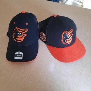 Baltimore Oriole Embroidered Adjustable Sports Caps - Set of 2. NWT!!